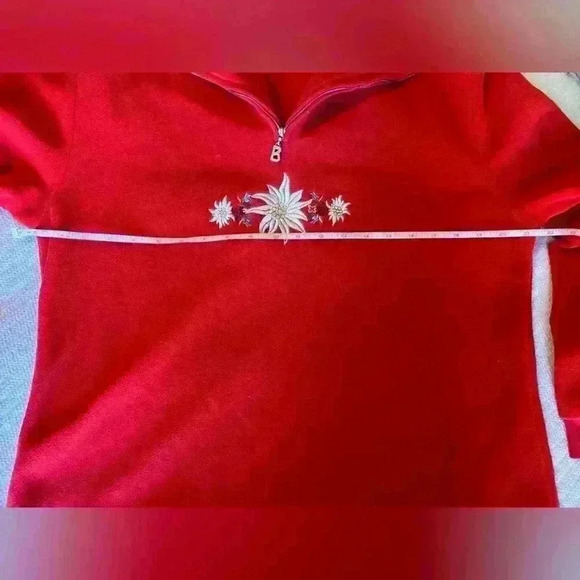 Vintage Bogner Pullover Fleece Jacket Embroidered Floral Red Size Medium - Picture 4 of 7